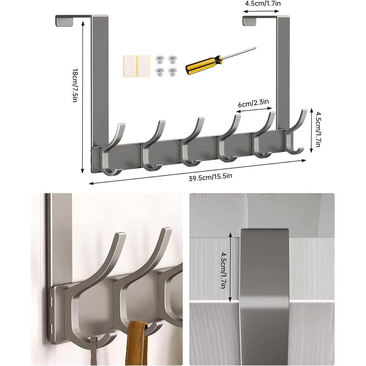 Over Door Hanger, Heavy-Duty and Space Saving Over Door Organizer Rack (12 Hooks) RS-BWTHAH1607-9